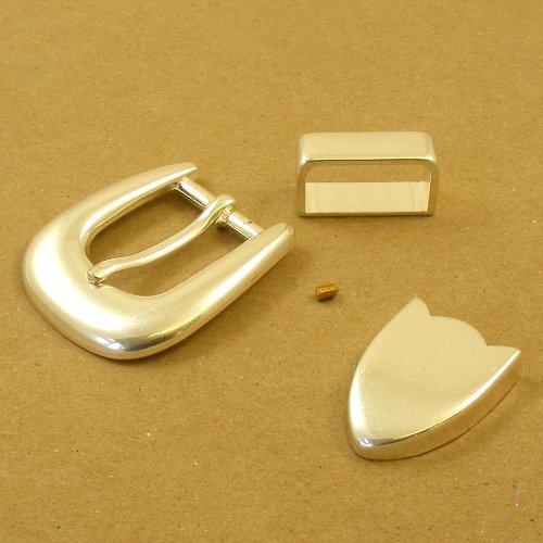 Sterling Silver Plated 3 Piece Buckle Set 19mm artisanleather.co.uk